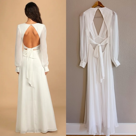 Talk About Divine White Long Sleeve Backless Maxi Dress medium - Picture 4 of 10